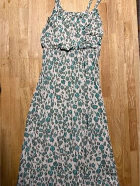 LOFT Women’s Medium Turquoise Animal Print Twist Strap Maxi Dress